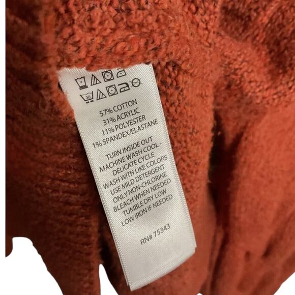 Cambridge Dry Goods Burnt Orange Cable Knit Cowl Neck Sweater Womens SZ XL - Picture 7 of 10